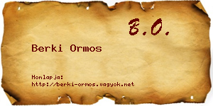 Berki Ormos névjegykártya